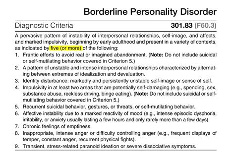 borderline personality disorder dsm 5 page